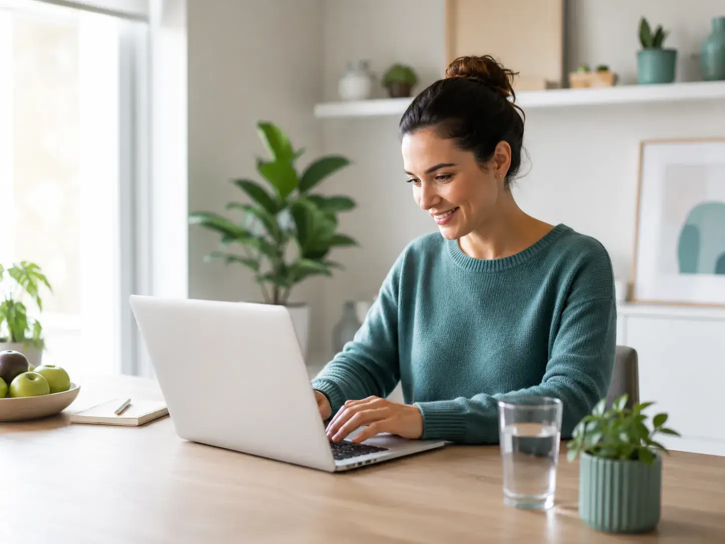 Vrouw registreert zich online voor informatie over gezondheid en leefstijl